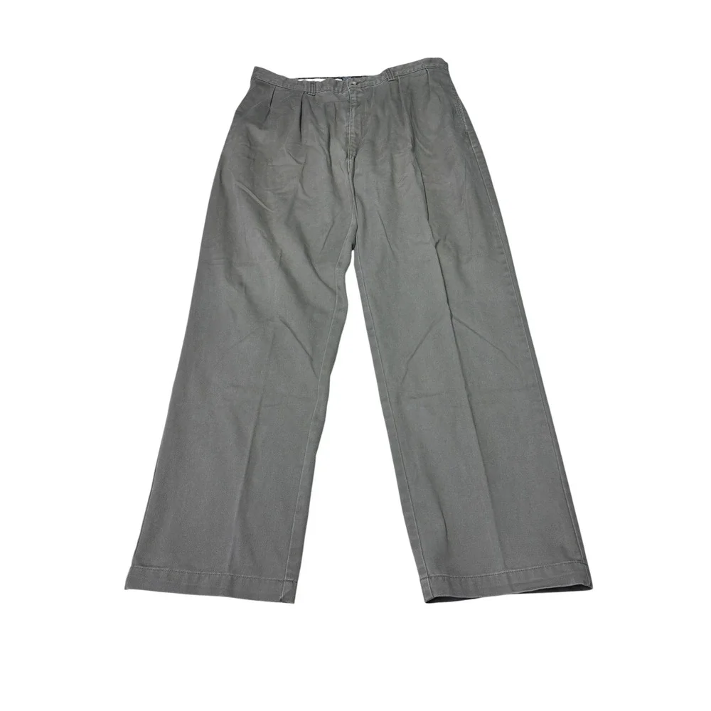 VTG Y2K Polo Ralph Lauren Andrew Pant Mens 38x32 Grey Olive Pleated Chino Cotton